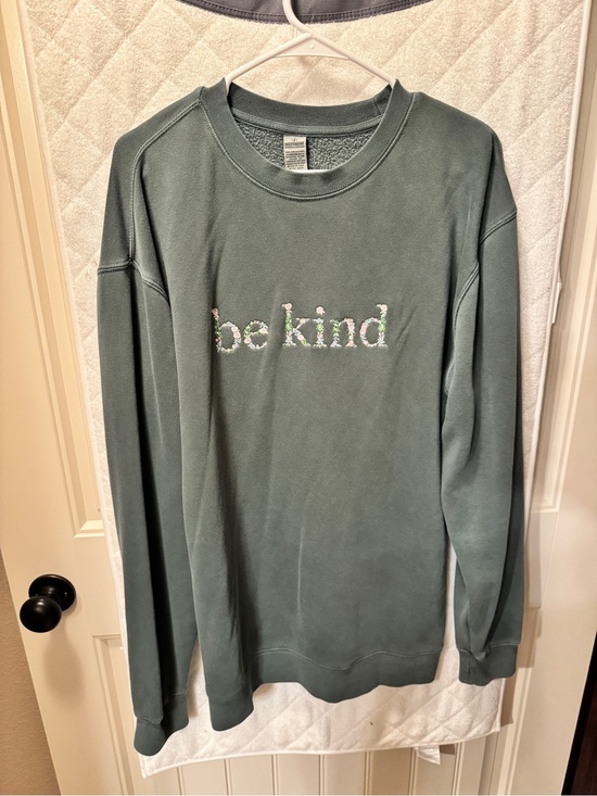 Tops - Be Kind Floral Embroidered Crewneck Sweatshirt
